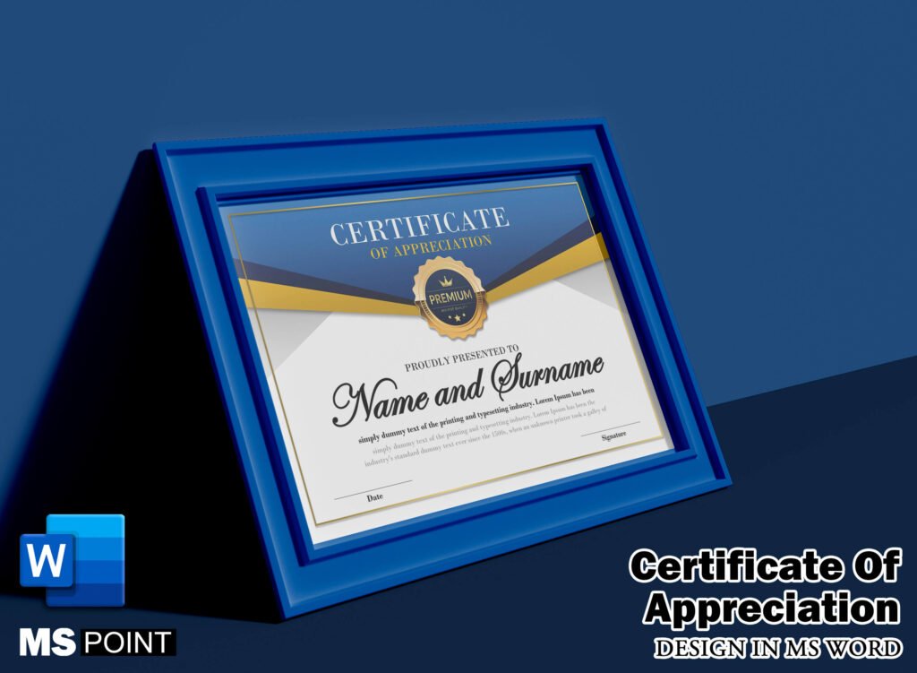 Certificate Of Appreciation Design Template In Ms Word Certificate Of Appreciation Design Template In Ms Word