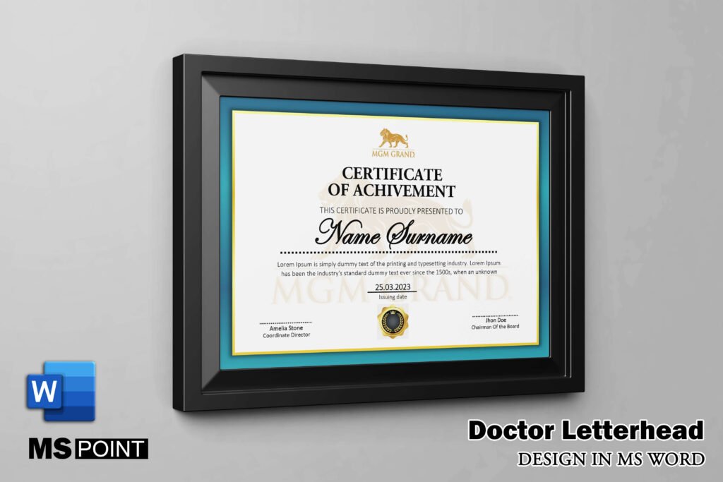 Free Certificate Of Achievement Design Template In Ms Word