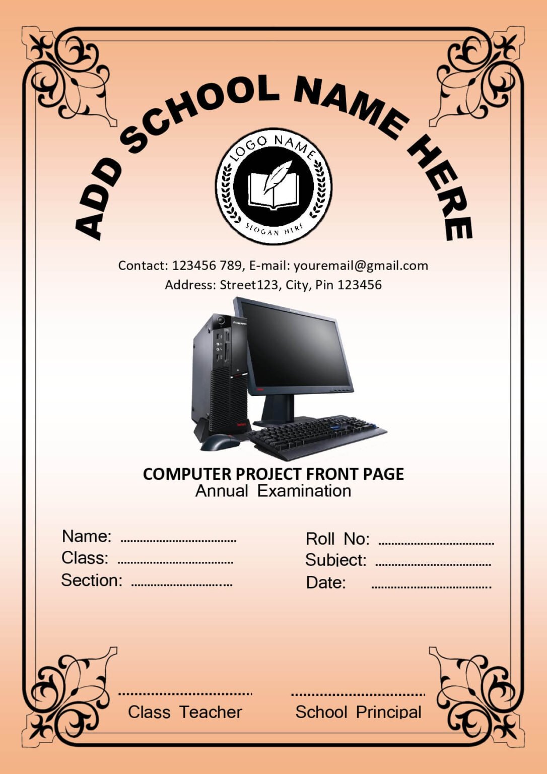 Project Cover Page Design Template In MS Word - MS point