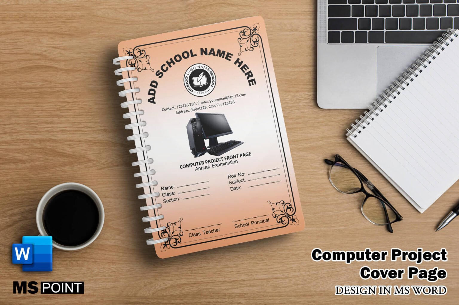 Project Cover Page Design Template In MS Word - MS point