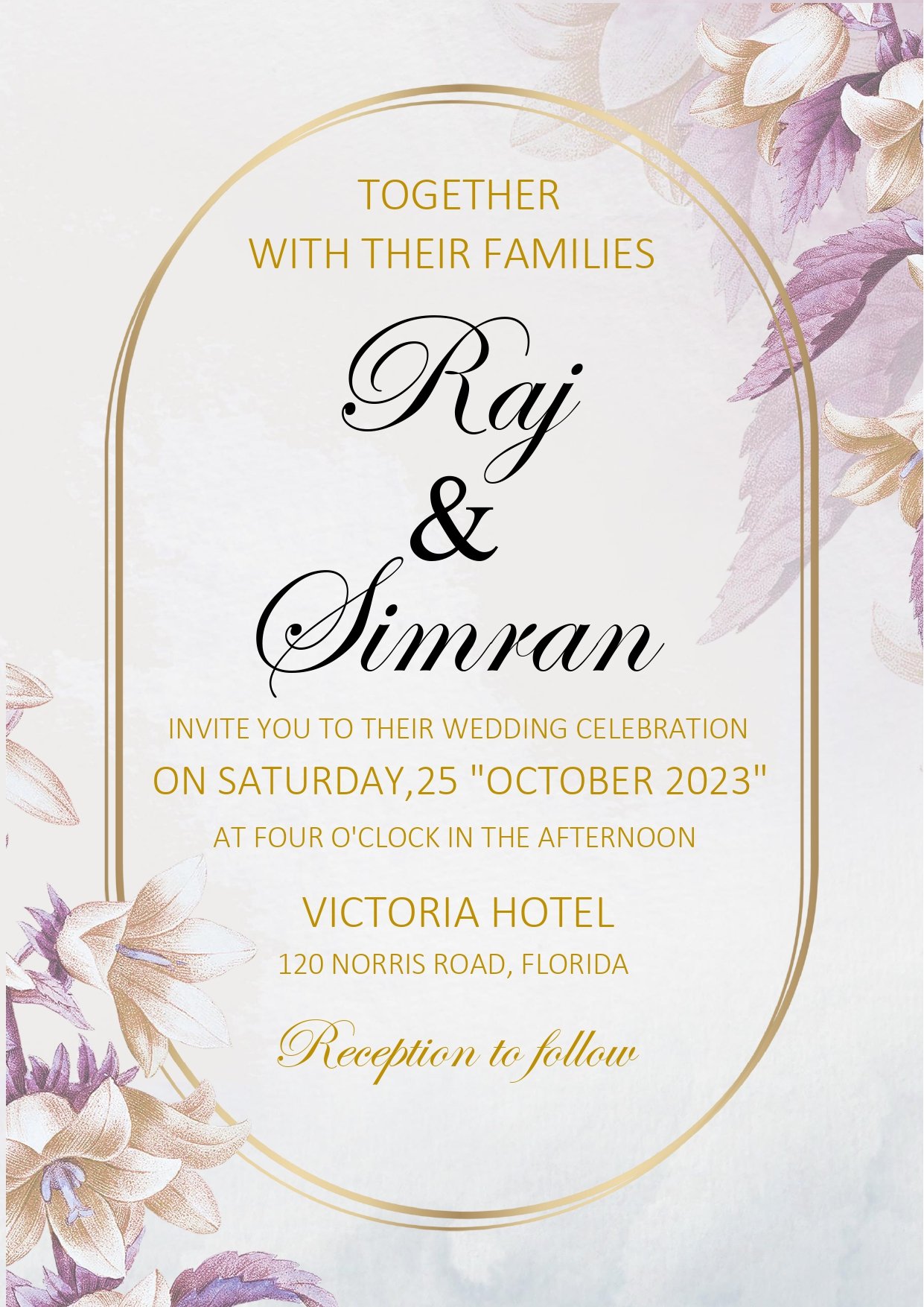 Wedding Invitation Card Design Template in MS Word